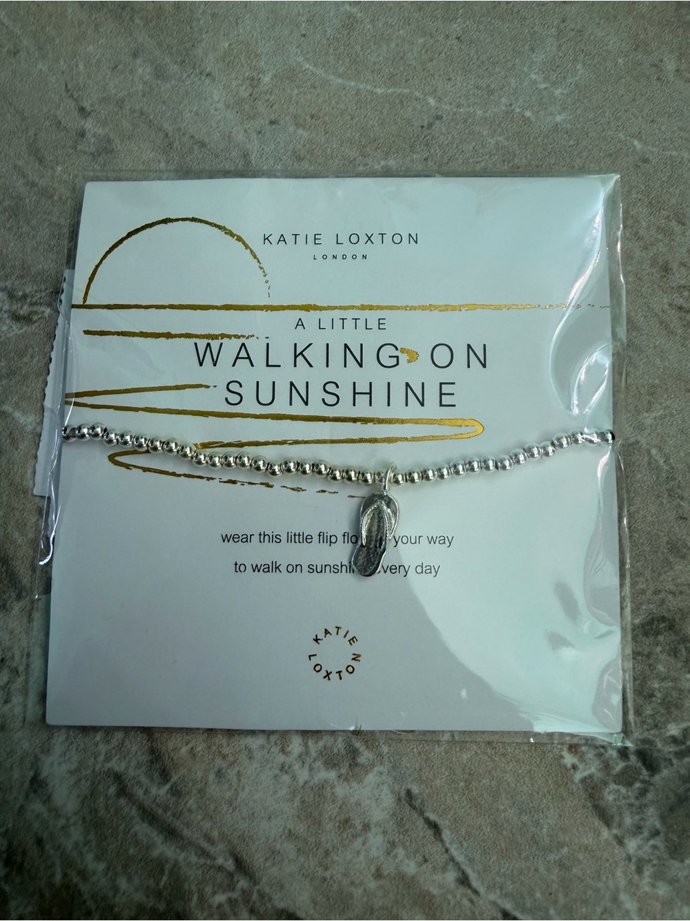 Katie Loxton Silver Bracelet with Flip Flop Charm Walking on Sunshine
